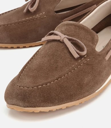 Kadın Süet Deri Vizon Fiyonk Detaylı Günlük Loafer