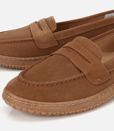 Kadın Süet Deri Taba Yumuşak Tabanlı Günlük Loafer