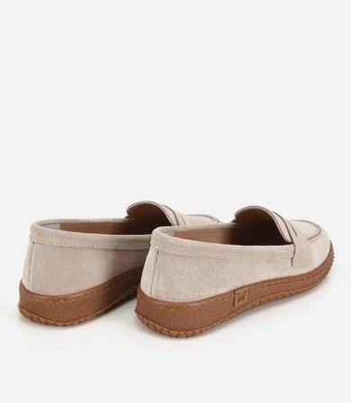 Kadın Süet Deri Bej Yumuşak Tabanlı Günlük Loafer