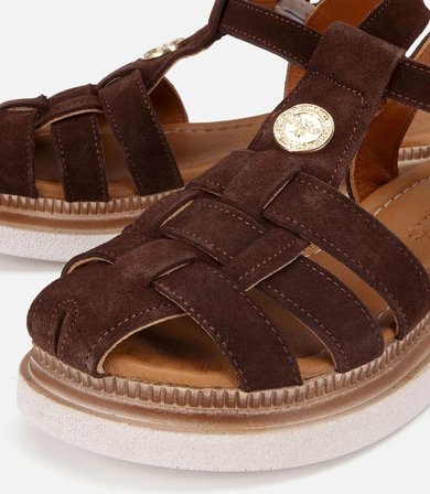Kadın Süet Deri Kahverengi Comfort Düz Sandalet