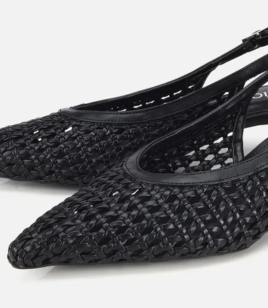 Kadın Siyah Örgü Detaylı Mini Topuklu Stiletto