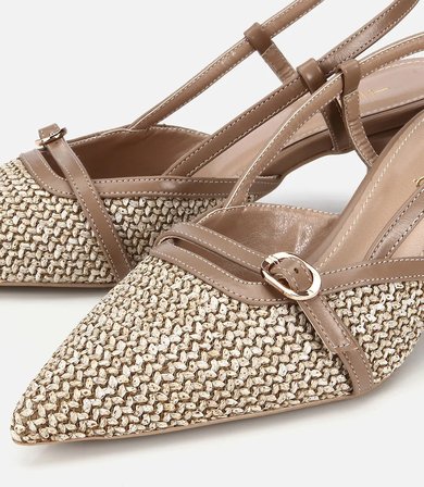 Kadın Vizon Hasır Detaylı Arkası Açık Stiletto