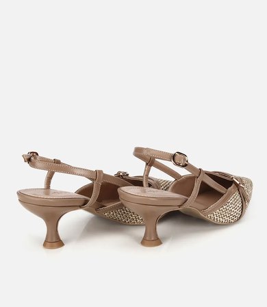 Kadın Vizon Hasır Detaylı Arkası Açık Stiletto