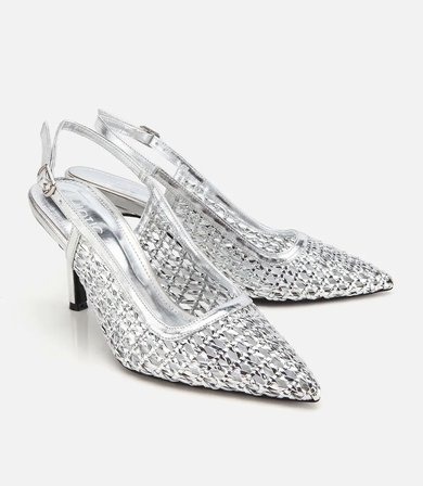 Kadın Lame Örgü Detaylı İnce Topuklu Stiletto