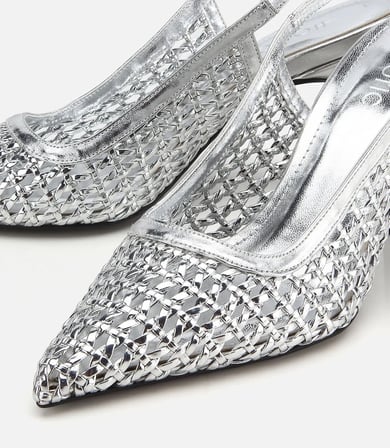 Kadın Lame Örgü Detaylı İnce Topuklu Stiletto