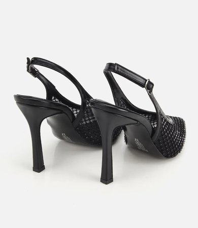 Kadın Siyah Taş Detaylı Arkası Açık Stiletto