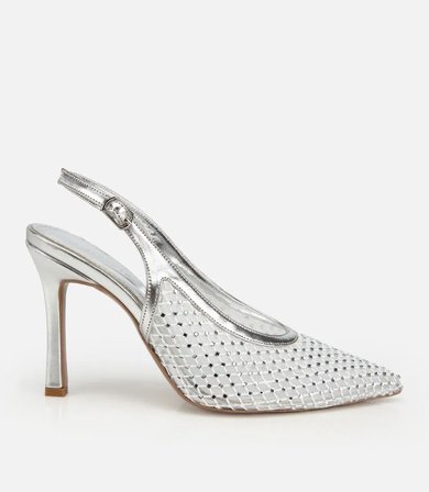 Kadın Lame Taş Detaylı Arkası Açık Stiletto