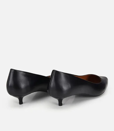 Kadın Deri Siyah Kısa Topuklu Klasik Stiletto