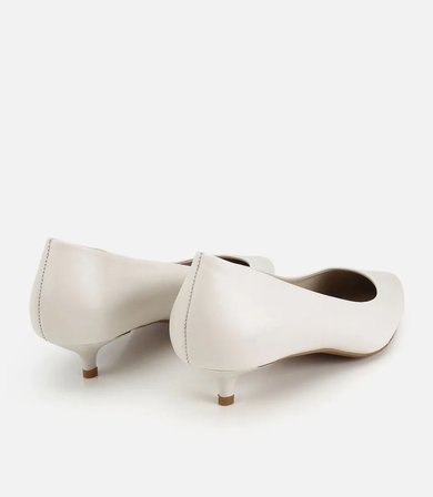 Kadın Deri Ekru Mini Topuklu Klasik Stiletto