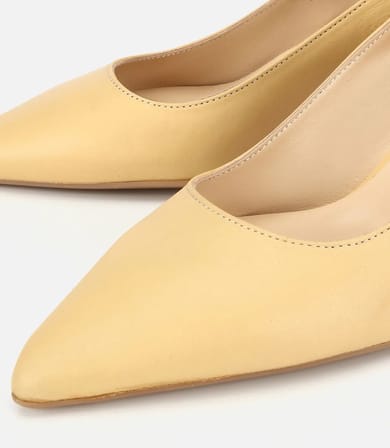 Kadın Deri Sarı Kısa Topuklu Stiletto