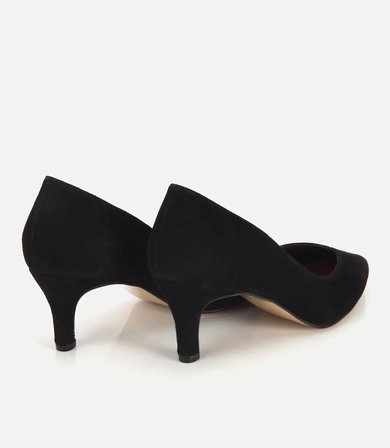 Kadın Süet Deri Siyah Kısa Topuklu Stiletto