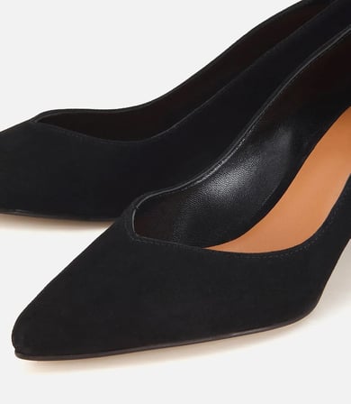 Kadın Süet Deri Siyah Kısa Topuklu Stiletto