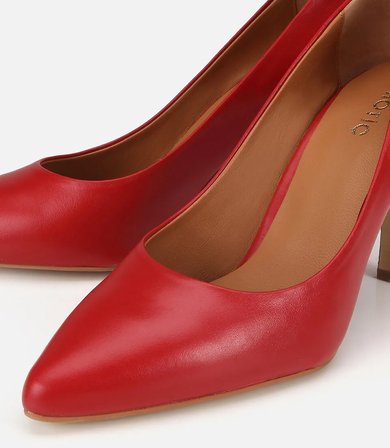 Kadın Deri Kırmızı Klasik Stiletto