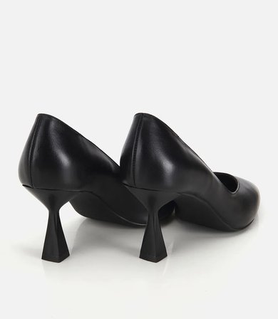 Kadın Deri Siyah Kısa Topuklu Stiletto