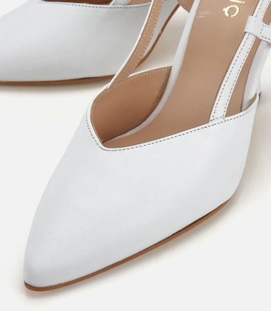 Kadın Deri Beyaz Arkası Açık Stiletto