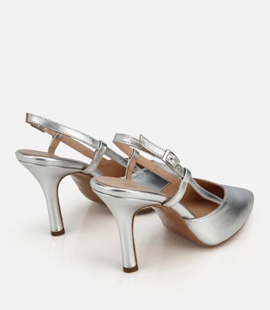Kadın Deri Lame Arkası Açık Stiletto