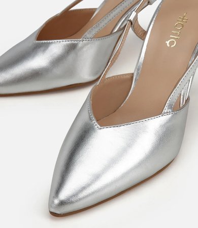 Kadın Deri Lame Arkası Açık Stiletto