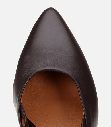 Kadın Deri Kahverengi Bantlı Arkası Açık Kısa Topuklu Stiletto