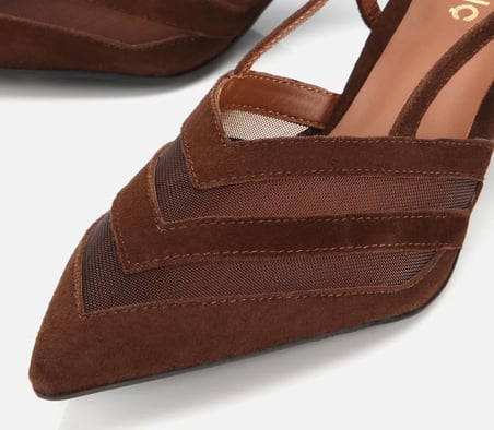 Kadın Süet Deri Arkası Açık Mini Topuklu Stiletto