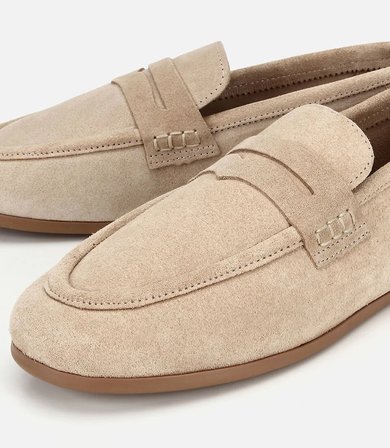 Kadın Süet Deri Bej Yumuşak Dokulu Klasik Loafer