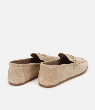 Kadın Süet Deri Bej Yumuşak Dokulu Klasik Loafer