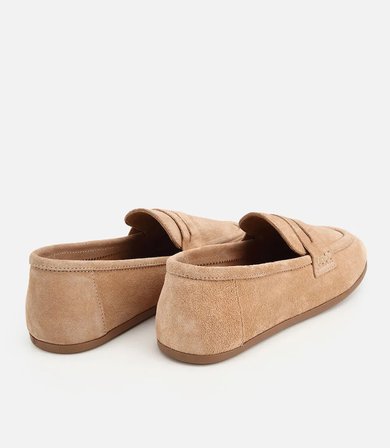 Kadın Süet Deri Pudra Yumuşak Dokulu Klasik Loafer
