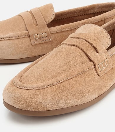 Kadın Süet Deri Pudra Yumuşak Dokulu Klasik Loafer
