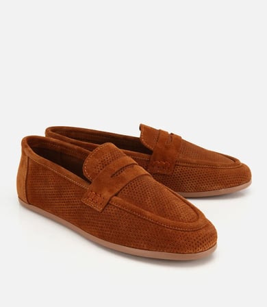 Kadın Süet Derii Taba Yumuşak Dokulu Günlük Loafer