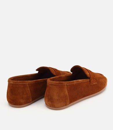 Kadın Süet Derii Taba Yumuşak Dokulu Günlük Loafer