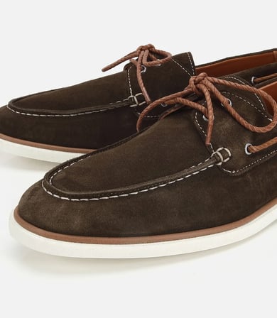 Erkek Süet Deri Haki Bağcık Detaylı Günlük Loafer