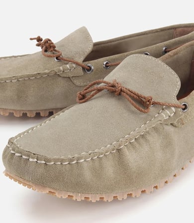 Erkek Deri Haki Bağcık Detaylı Günlük Loafer