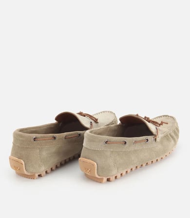 Erkek Deri Haki Bağcık Detaylı Günlük Loafer