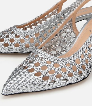 Kadın Lame Örgü Detaylı Arkası Açık Kısa Topuklu Stiletto