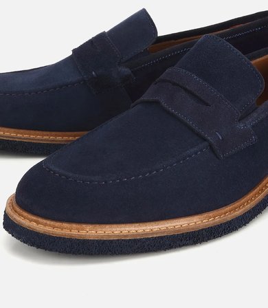 Erkek Süet Deri Lacivert Klasik Loafer