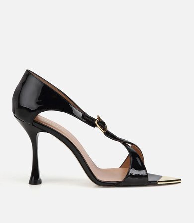 Kadın Rugan Deri Siyah Sivri Burunlu İnce Topuklu Stiletto
