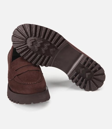 Kadın Kahverengi Süet Kalın Tabanlı Günlük Loafer