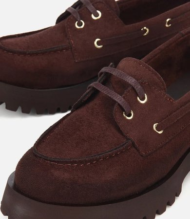 Kadın Kahverengi Süet Bağcık Detaylı Kalın Tabanlı Loafer