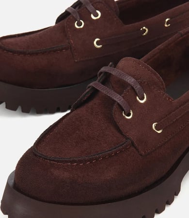 Kadın Kahverengi Süet Bağcık Detaylı Kalın Tabanlı Loafer