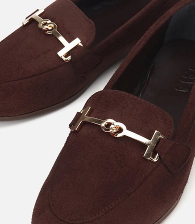 Kadın Kahverengi Süet Toka Detaylı Günlük Loafer