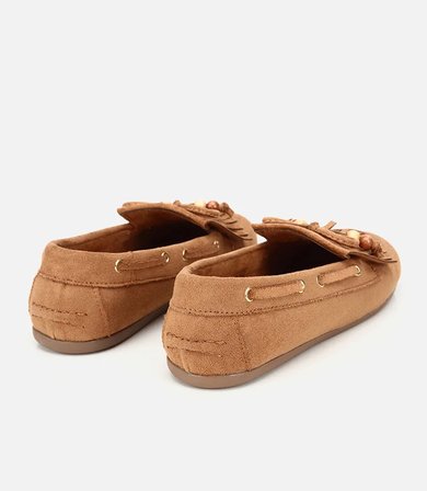 Kadın Taba Süet Fiyonk Detaylı Bağcıklı Loafer