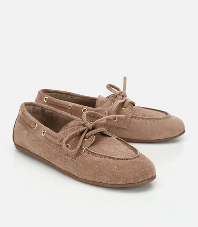 Kadın Vizon Süet Bağcık Detaylı Loafer