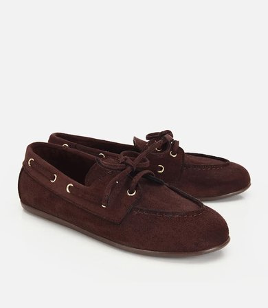 Kadın Kahverengi Süet Bağcık Detaylı Loafer