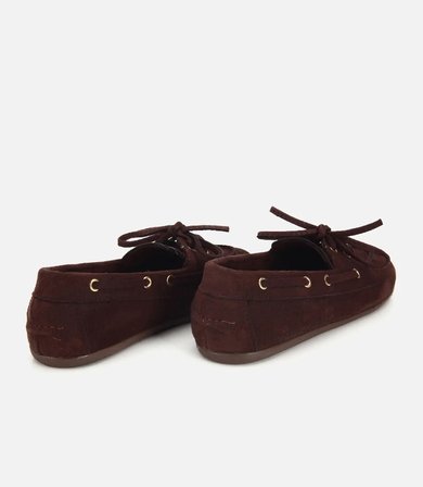 Kadın Kahverengi Süet Bağcık Detaylı Loafer