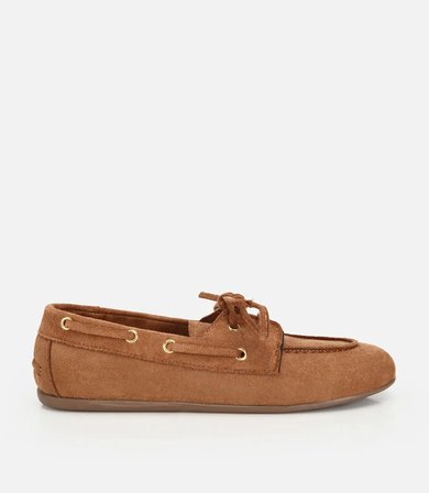 Kadın Taba Süet Bağcık Detaylı Loafer