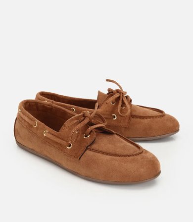 Kadın Taba Süet Bağcık Detaylı Loafer