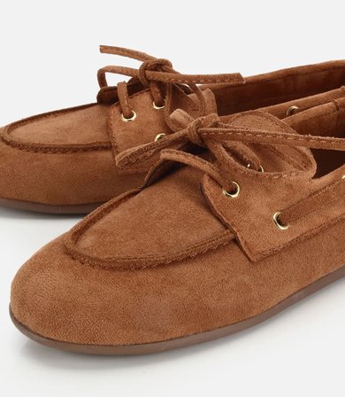 Kadın Taba Süet Bağcık Detaylı Loafer
