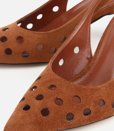 Kadın Taba Süet Sivri Burunlu Delikli İnce Topuklu Arkası Açık Stiletto