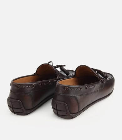 Erkek Deri Kahverengi Püskül Dikiş Detaylı Klasik Loafer