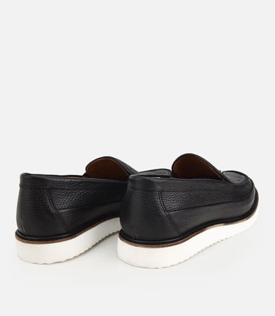 Erkek Deri Siyah  Delikli Hafif Tabanlı Klasik Loafer