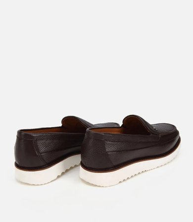 Erkek Deri Kahverengi Delikli Hafif Tabanlı Klasik Loafer